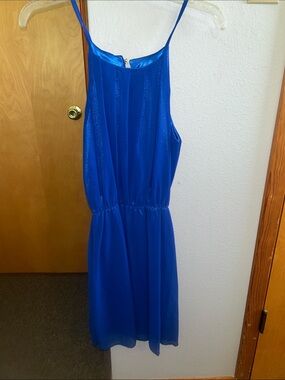 Blue Spaghetti-Strap Party Dress